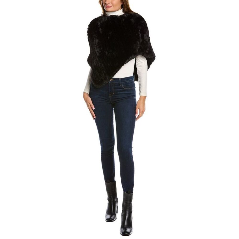 Surell Accessories Knit Poncho, Black